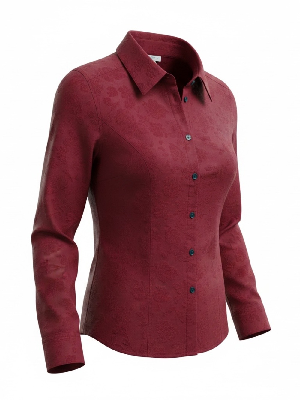 J. Jill Burgundy Floral Jacquard Button-Down Shirt